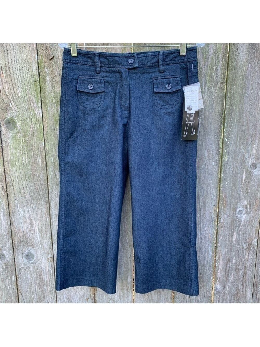 LARRY LEVINE SPORT dark wash lightweight stretch cropped denim pants capris